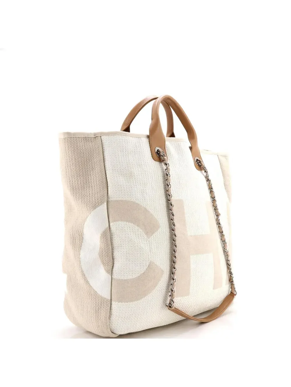 Chanel Deauville Logo Shopping Tote #322612C35B